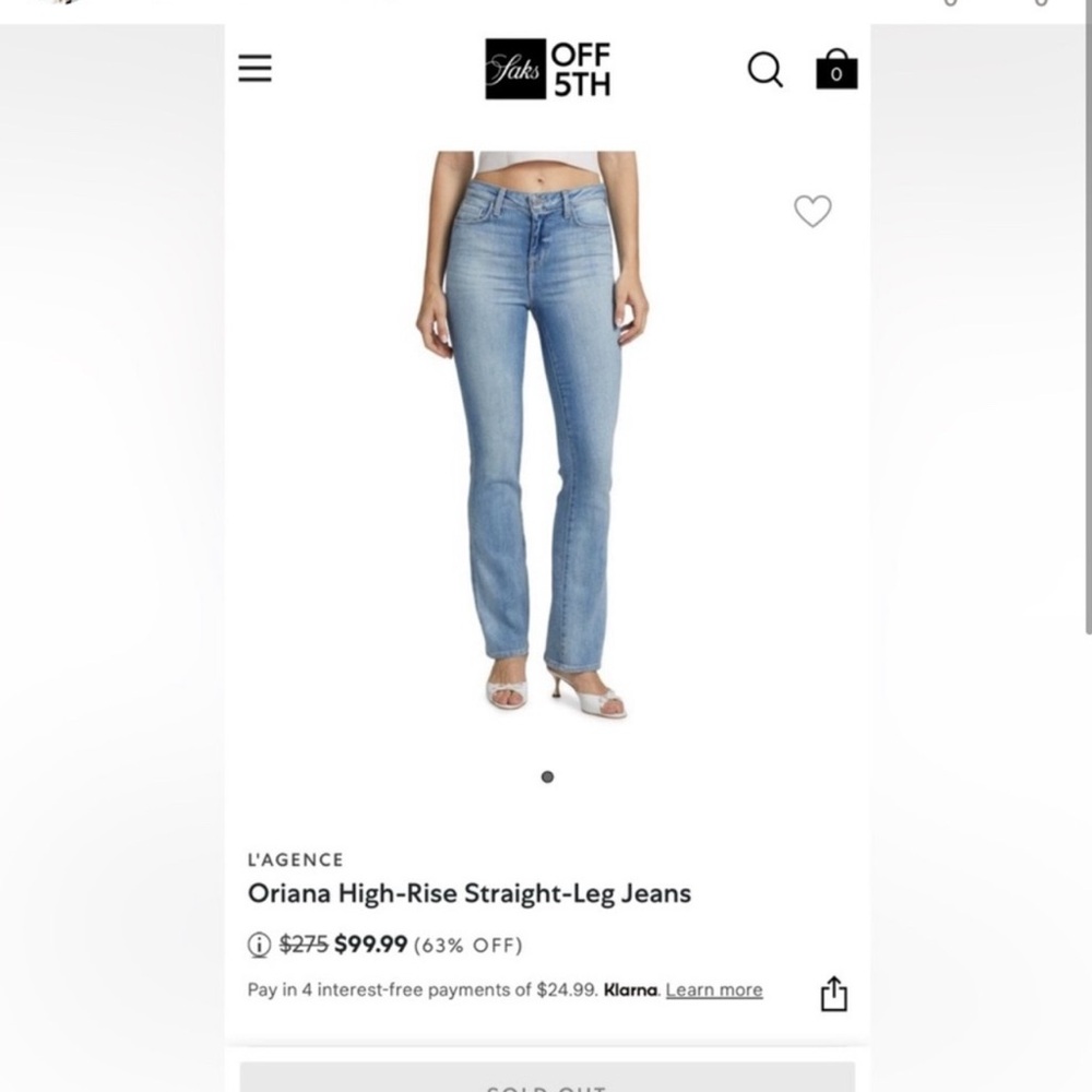 L'AGENCE Blue High Rise Jeans Classic Style